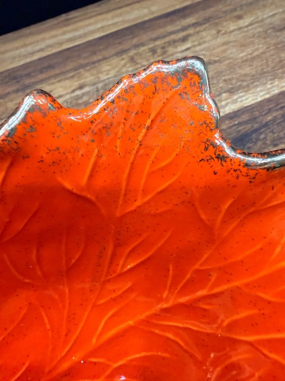 Leaf Shaped Orange with Gold Trim Bowl